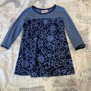 Hanna Anderson Blue Floral Striped Kids Dress size 90-3